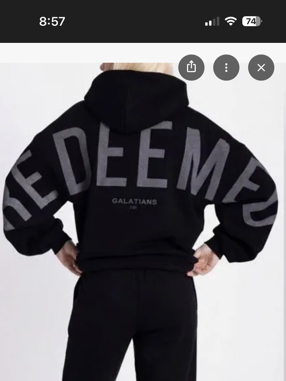 GLO jeans Black Hoodie with Gray 'REDEEMED' Graphic 🔥